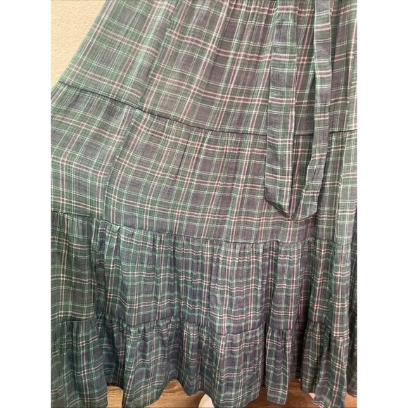 Torrid Maxi Lindsay Tiered Plaid Pockets sleeveless Blue Dresss Size 0 lined - Picture 4 of 16